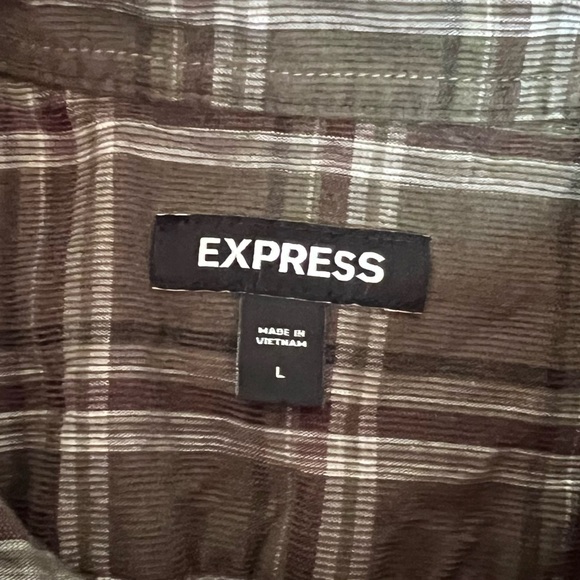 ExpressPlaid Sweater Flannel Shirt Size L - Picture 4 of 7